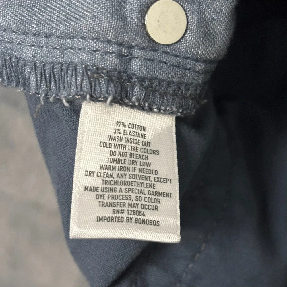 Bonobos Mens Chinos Pants 40x32 Blue Gray Stretch Cotton Made in USA Five Pocket